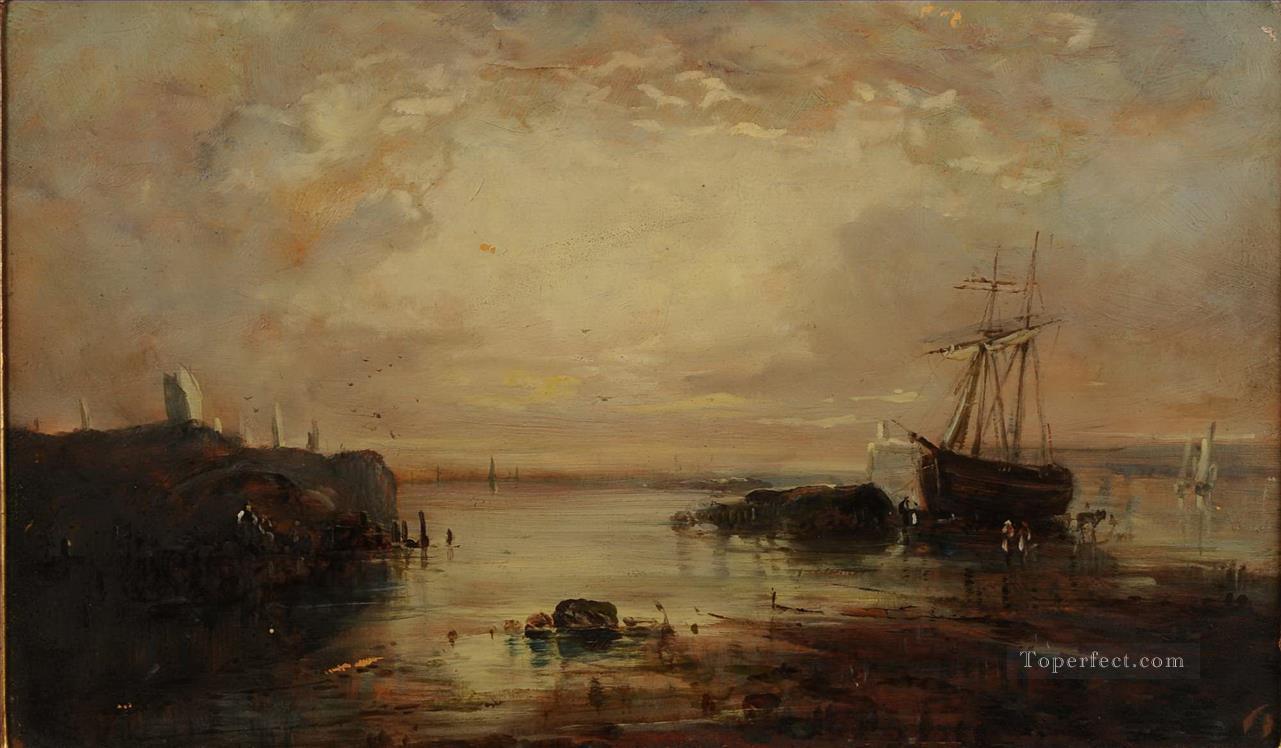 Morning coastal scene with shipping Samuel Bough landscape Oil Paintings